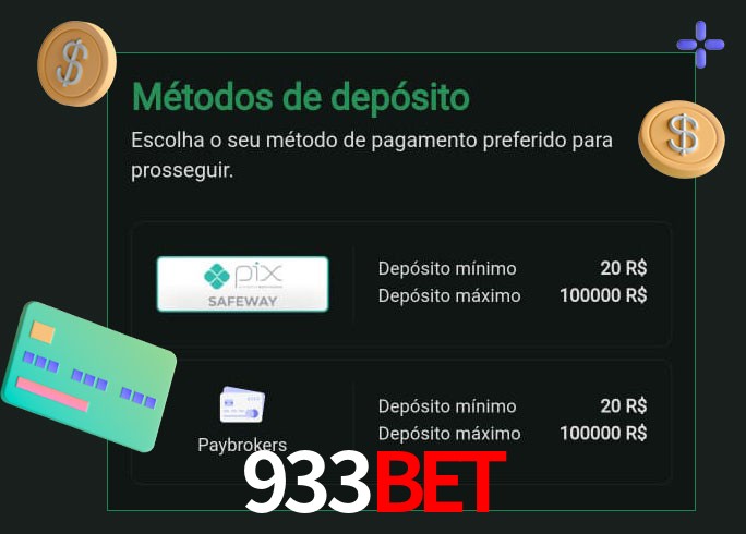 O cassino 933Bet oferece uma grande variedade de métodos de pagamento